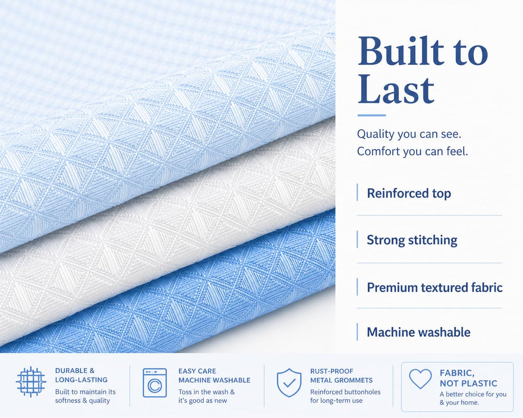 Ombre Waffle Weave 70 x 72 Blue Textured Fabric, Hotel Style Waffle Weave Bathroom Curtain, Water Resistant
