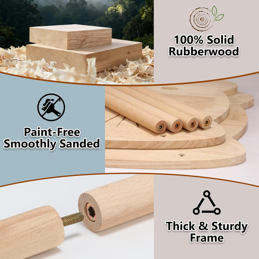 Elevated Cat Bed, Solid Rubberwood Cat Hammock with Breathable Cover
