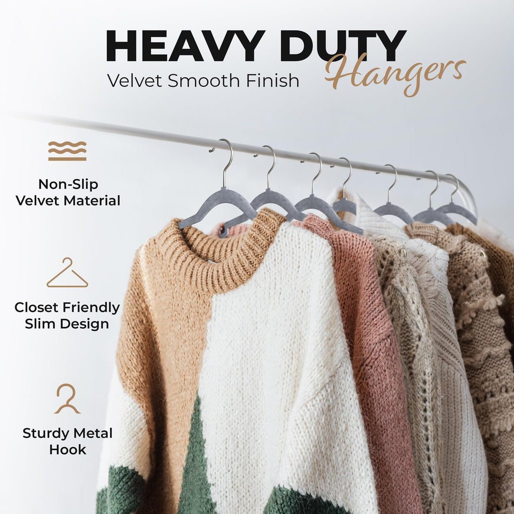 100 Pack Velvet Hanger for Shirt Pants Dresses Skirts Suits Jackets - Slim Space Saving Design - Standard Coat Hanger