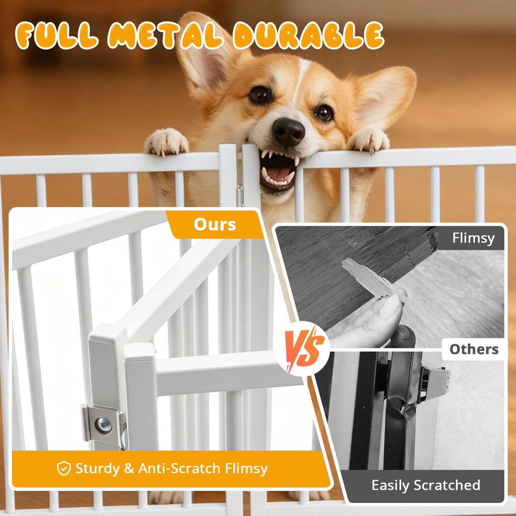 Free Standing Small Dog Gate Indoor, Short Foldable Dog Gate for Stairs