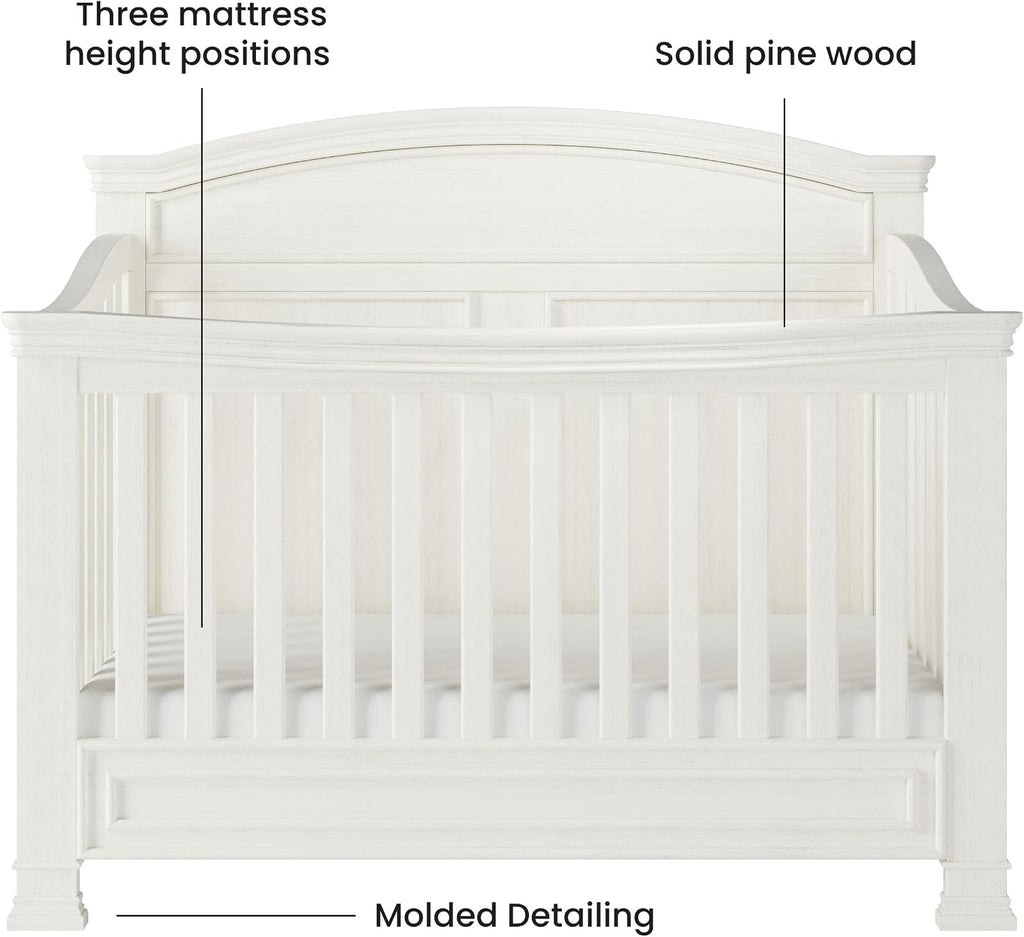 Westgate Crib, Double Dresser, Chest, and Nightstand Nursery Set, 4-Piece, Includes 4-in-1 Convertible Crib, Dresser