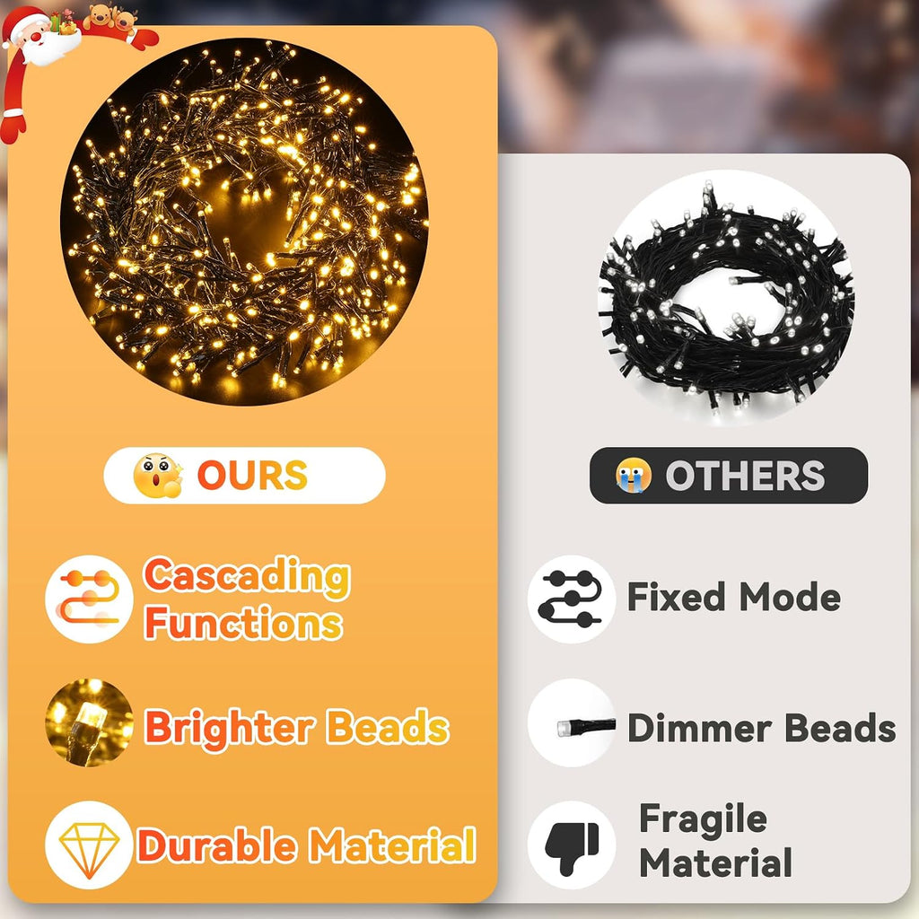 Christmas Cluster Lights, 600LED 20FT, Warm White