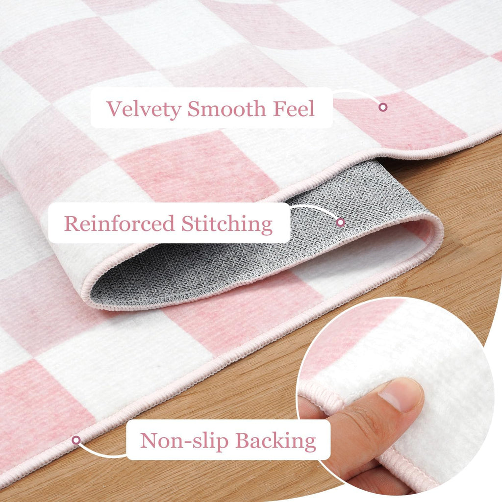 Pink Checkered Rug Aesthetic Nursery Decor