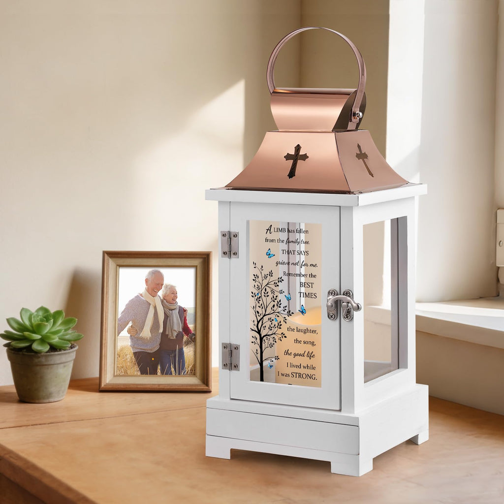 Memorial Lantern with Drawer, Sympathy Gift for Loved One