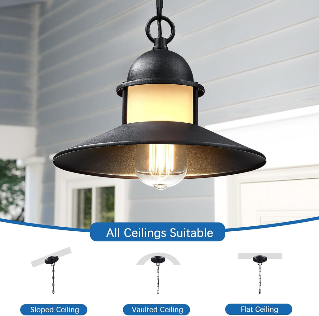 Outdoor Pendant Lights for Porch,2 Pack Farmhouse Exterior Hanging Lights Fixture with Adjustable Chain