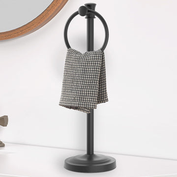 Hand Towel Holder Stand Free Standing Towel Bar Matte Black