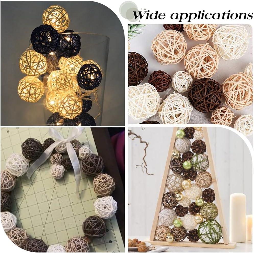 Style Rattan Wicker Balls Rattan Decorative Balls Round Black White Brown Centerpiece Table Decoration - Set of 32