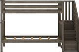 Bunk Bed, Twin-Over-Twin Bed Frame For Kids With Stairs, Clay