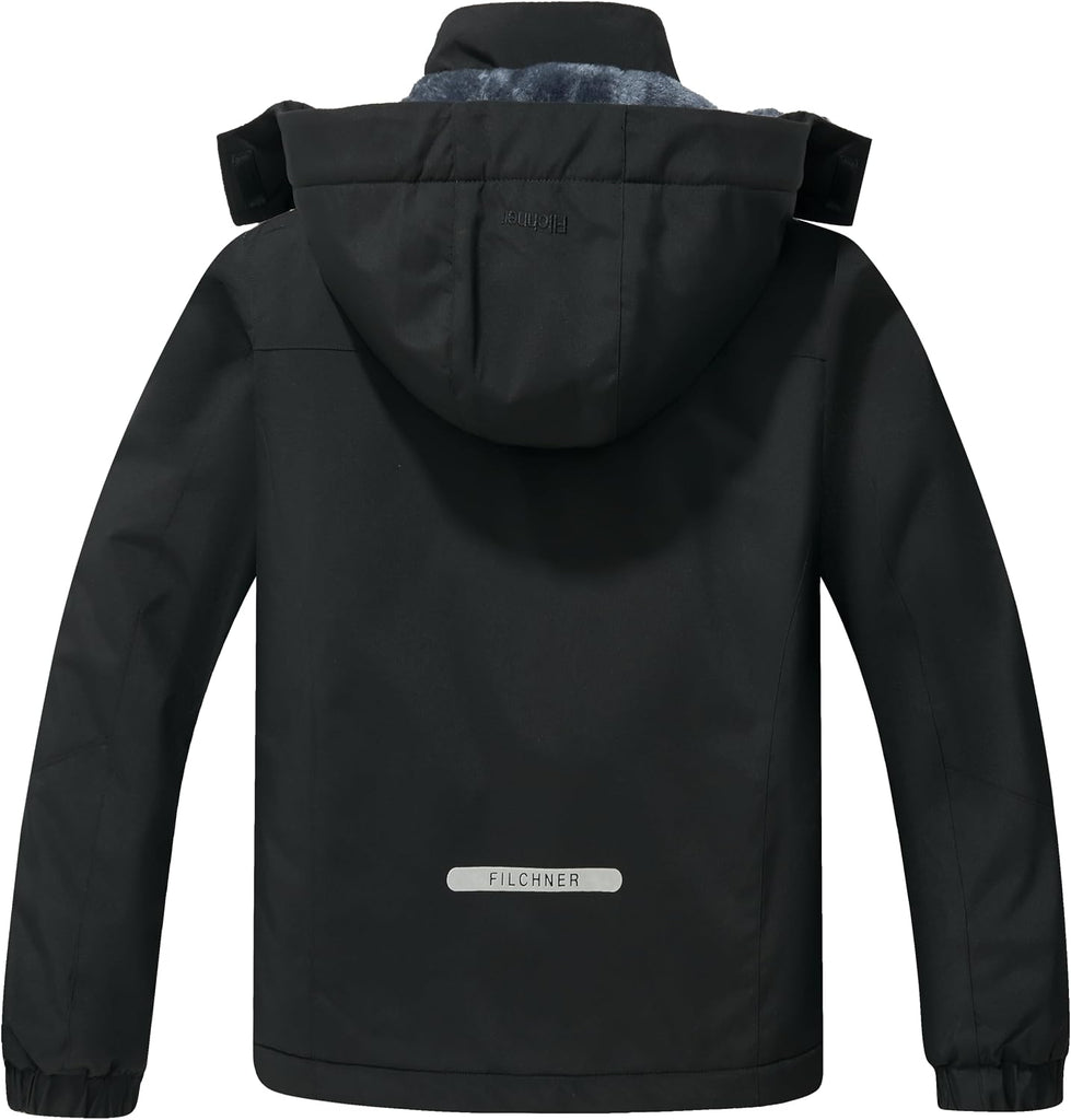 Boys' Waterproof Winter Ski Jacket Removable Hood Snow Coat