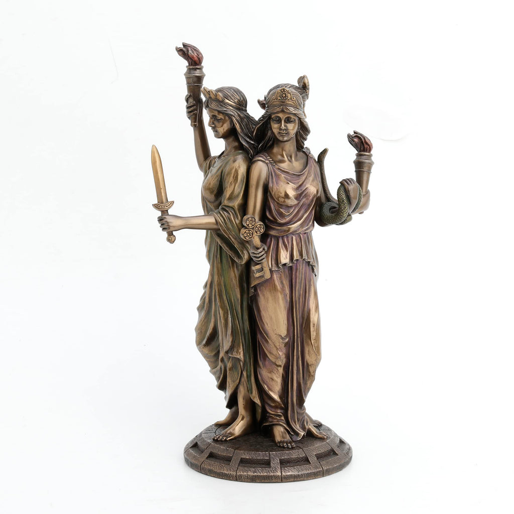 Large Bronze Finish Greek Goddess Hecate Triple Goddess Statue Figurine