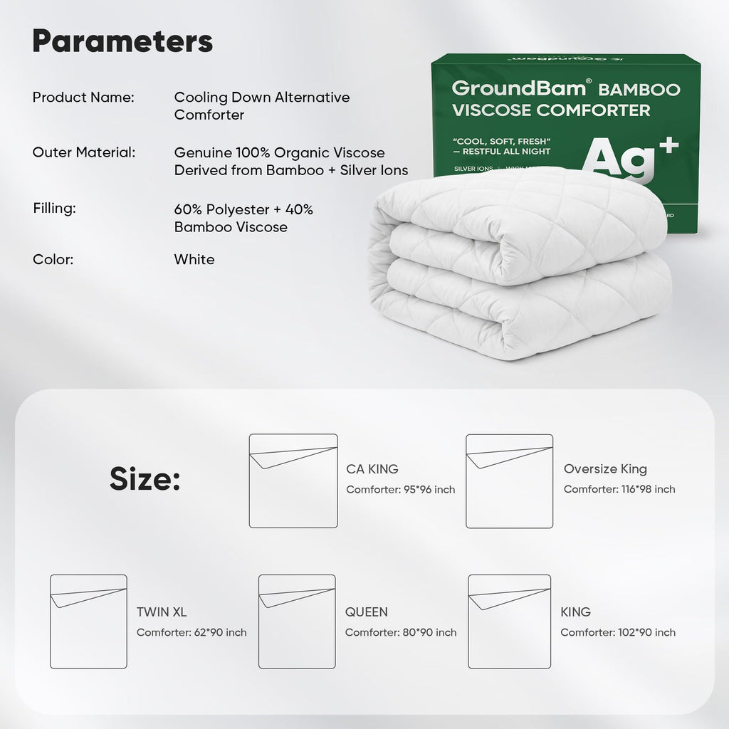Cooling All-Season Down Alternative Comforter, Silver-Treated Lightweight Duvet Insert, Cool-to-The-Touch Bedding