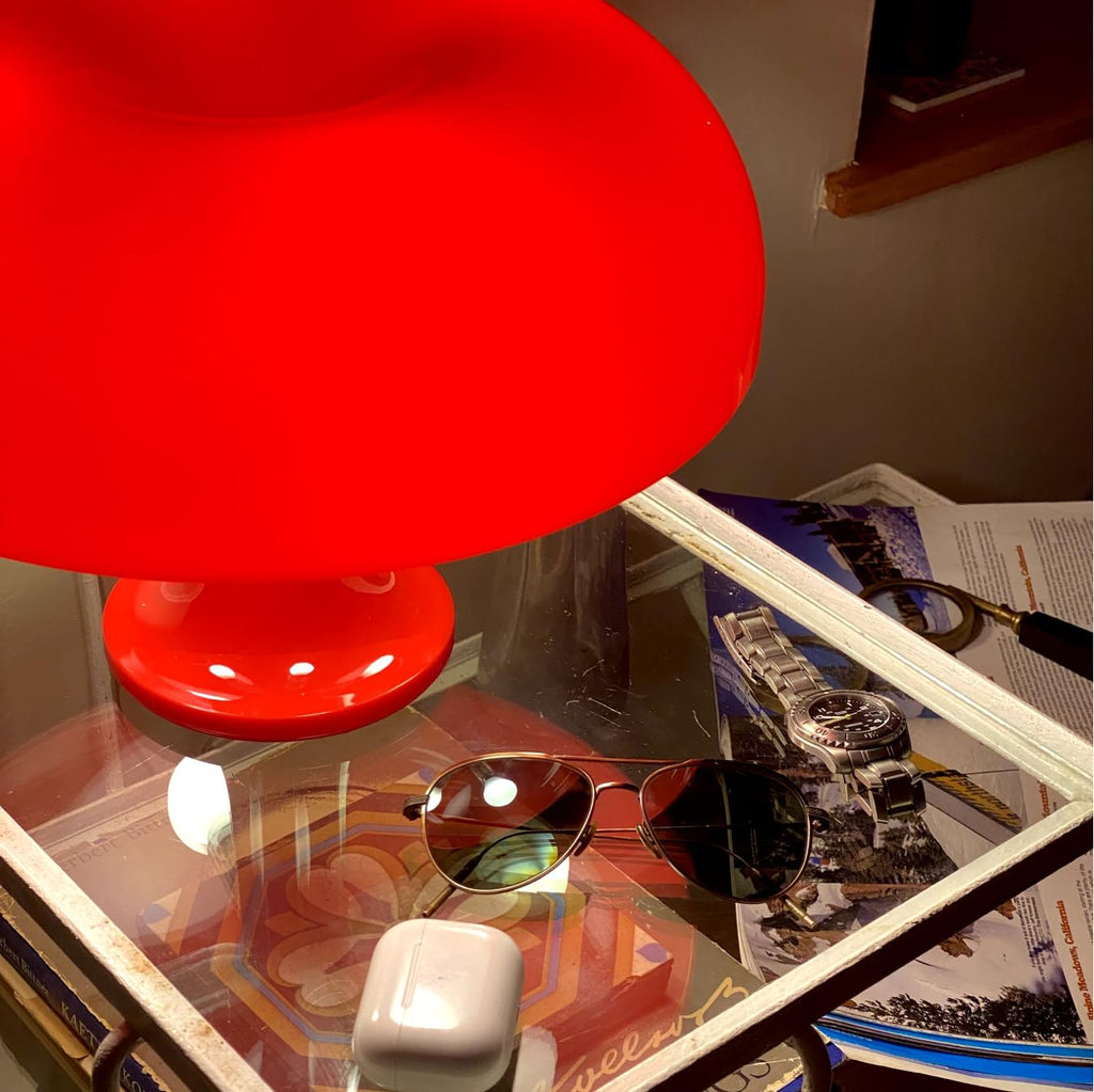 Red Mushroom Lamp for Room Aesthetic Modern Lighting Mid Century lamp | Cool Retro Living Room Decor | Table Lamp