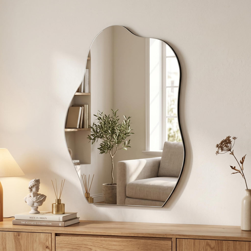 Irregular Wall Mirror, 20"x28" Bathroom Mirror for Over Sink