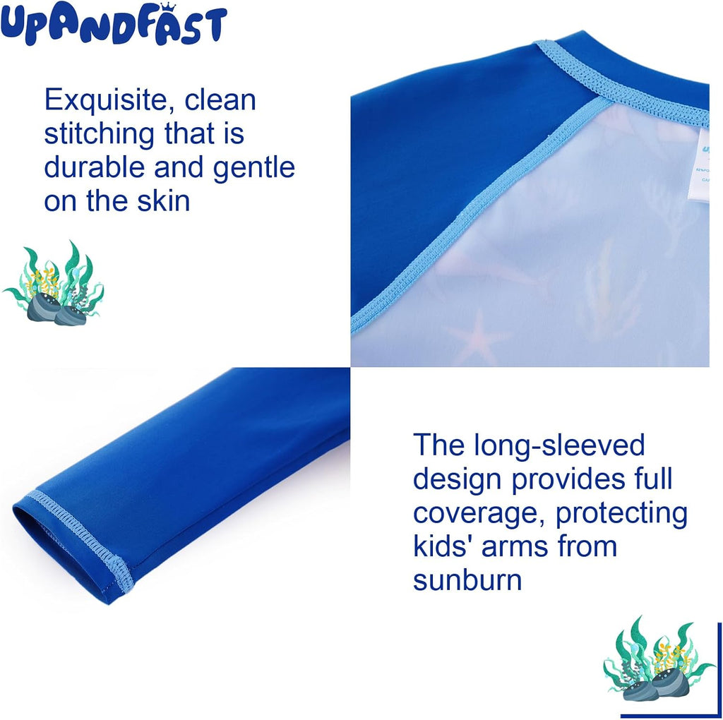 Boys Rash Guard Set UPF 50+ Long Sleeve Swimsuits