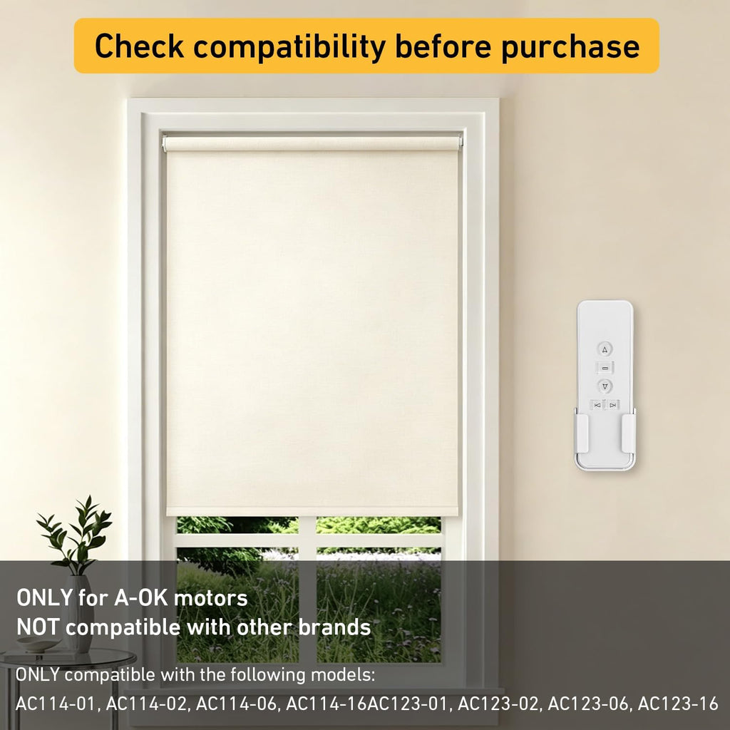 2 Channel Controller, RF433.92 Transmitter, Motorized Roller Shade Accessories for Motorized Blinds & Shades - White