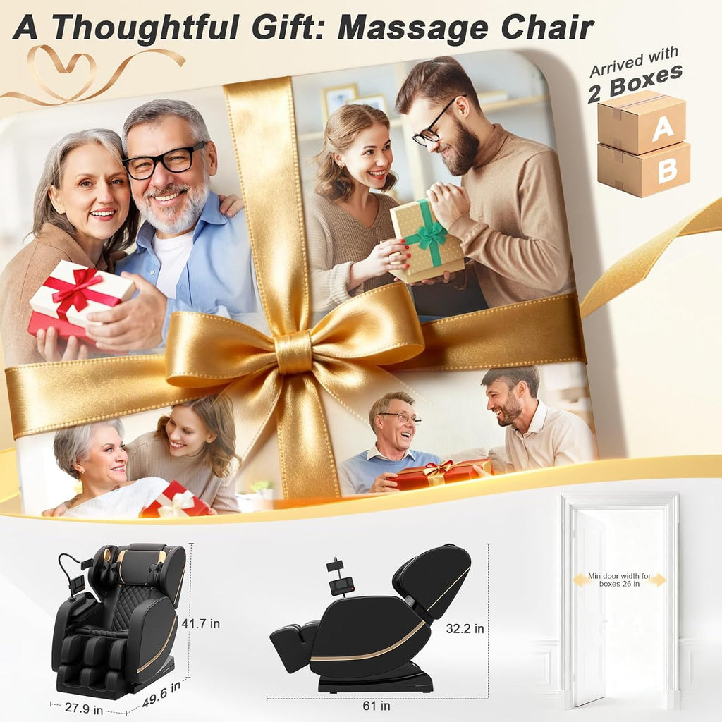 SL Track Massage Chair Full Body, Recliner and Relax Back & Waist | 12 Fixed Rollers, 8 Airbag, 15 Programs, Hip