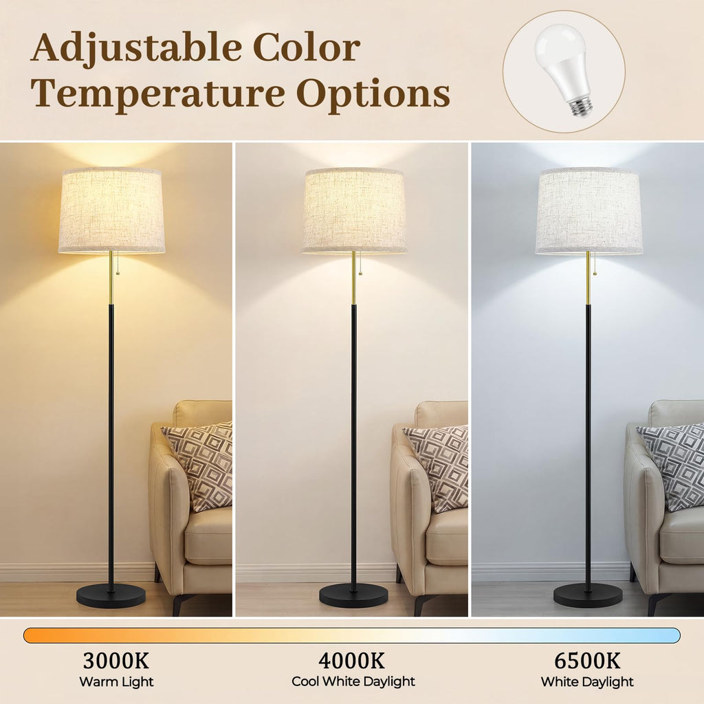 Floor Lamps, 60" Modern Tall Standing Lamp, 3CCT