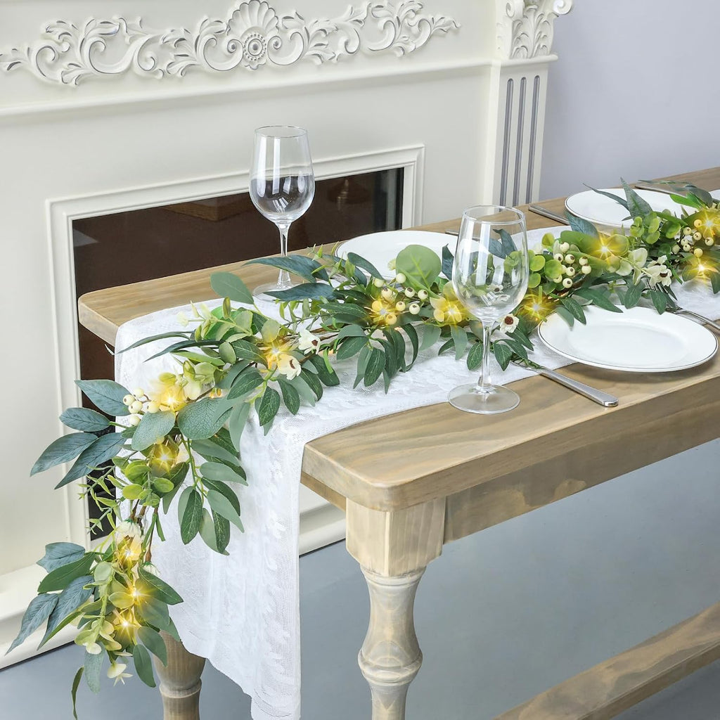 Eucalyptus Garland with Lights - 6 Ft Greenery Garland Spring/Summer