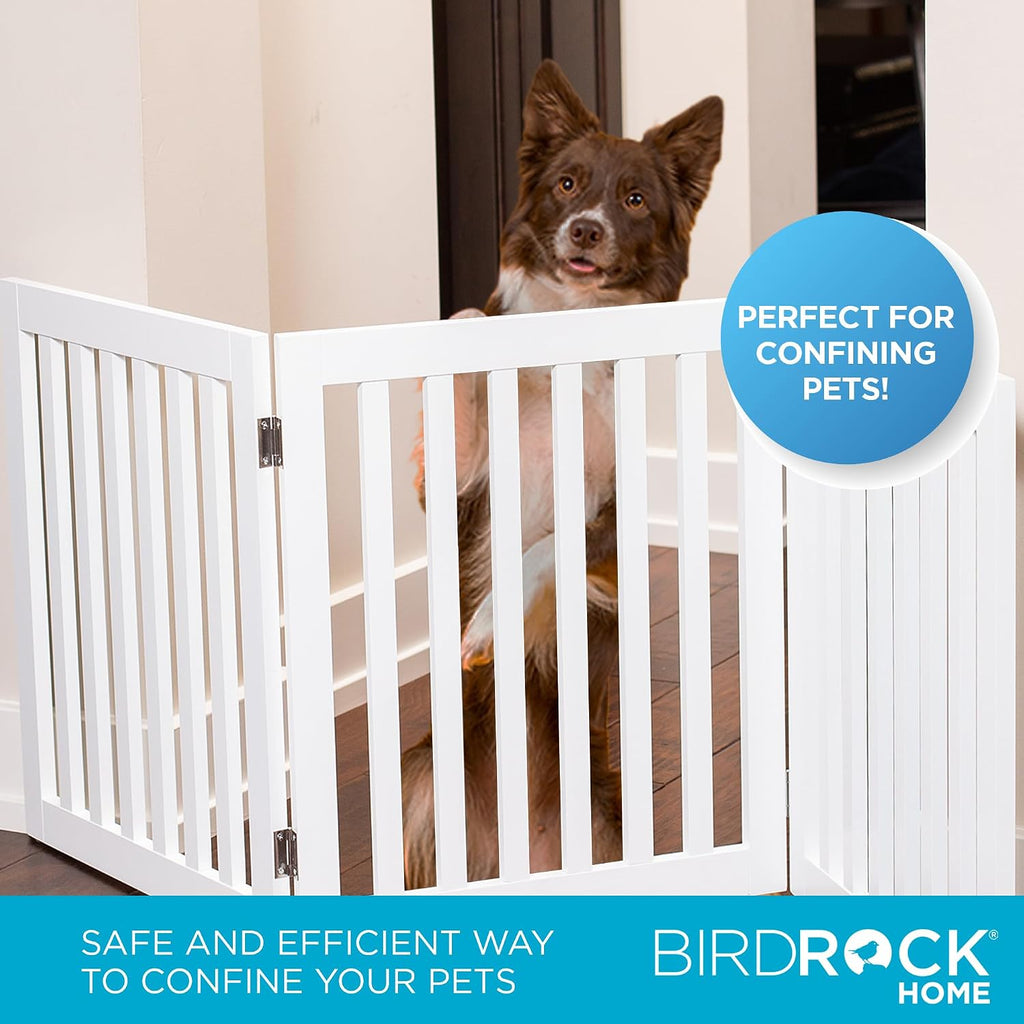 Dog Gate Indoor Freestanding Pet Barrier, Folding Wood Dog Fence, Extra Wide Doorway Puppy Gate, Indoor Animal