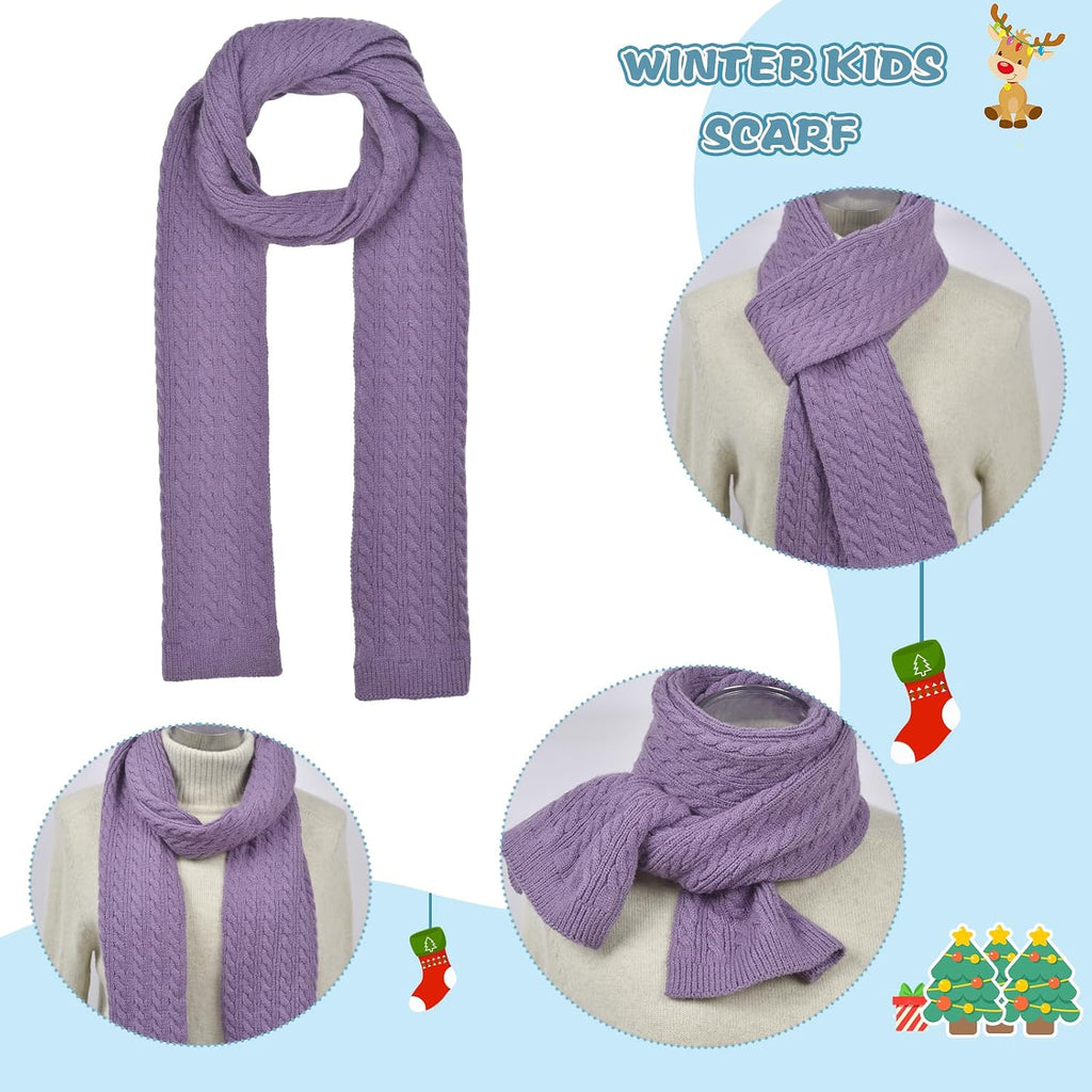 Kids Winter Hat Gloves Scarf Set for Old Warm Fleece Lining