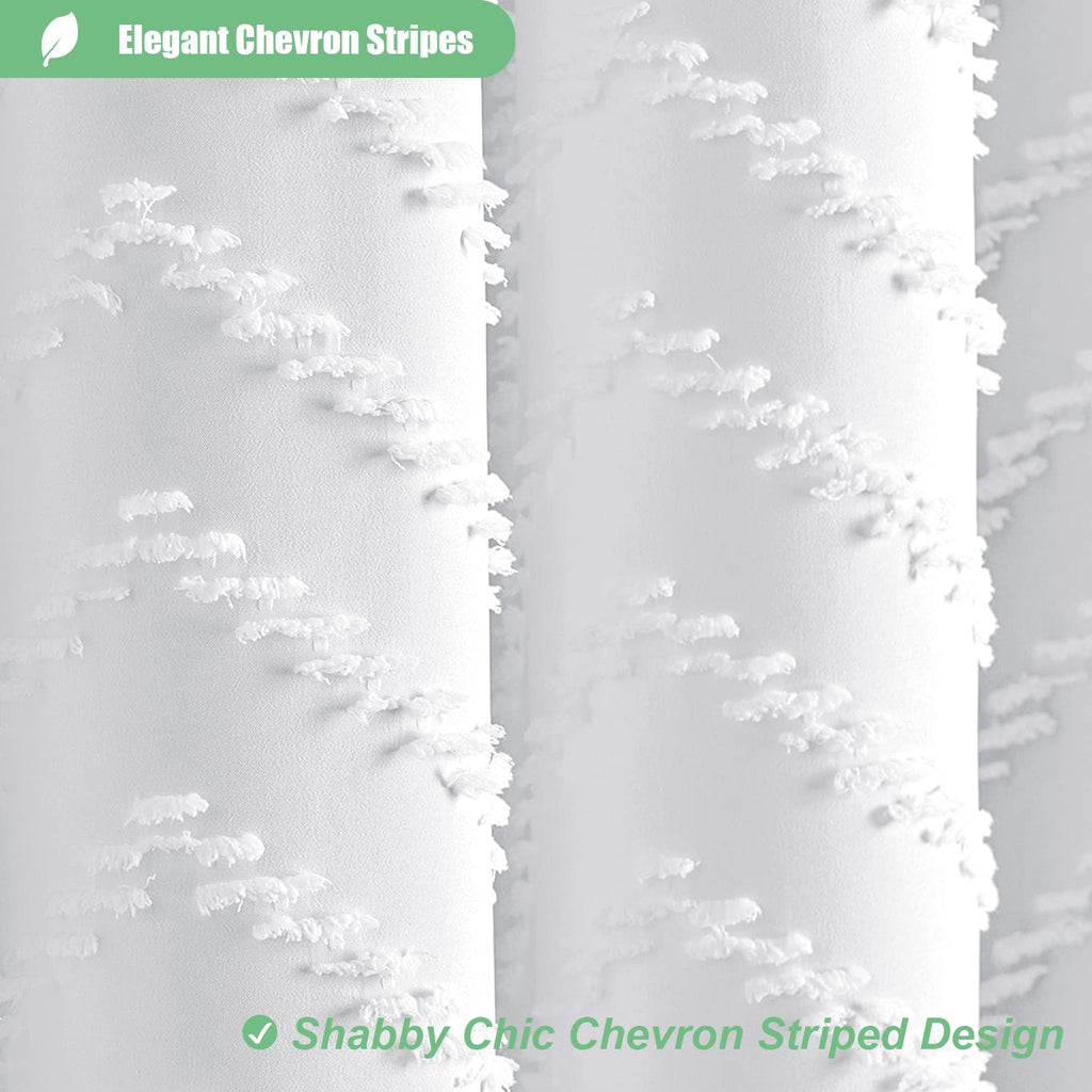 Stall Boho Farmhouse Shower Curtain Tufted Chevron 36"x72" White