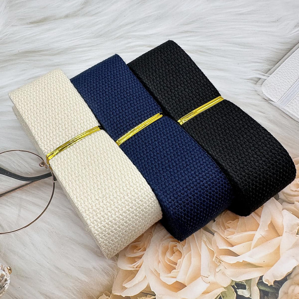 Cotton Webbing 1.5 Inch 3 Colors 9 Yards, 60% Polyester 40% Cotton, Soft, Breathable, Odorless, Ideal for Crafts