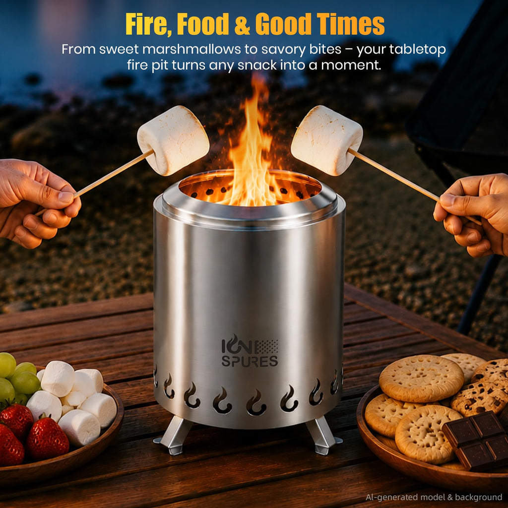 Tabletop Fire Pit, 7.1 Inch Smokeless Fire Pit, Portable Small Fire Pit with Carry Bag, Wood & Pellet Fueled Mini