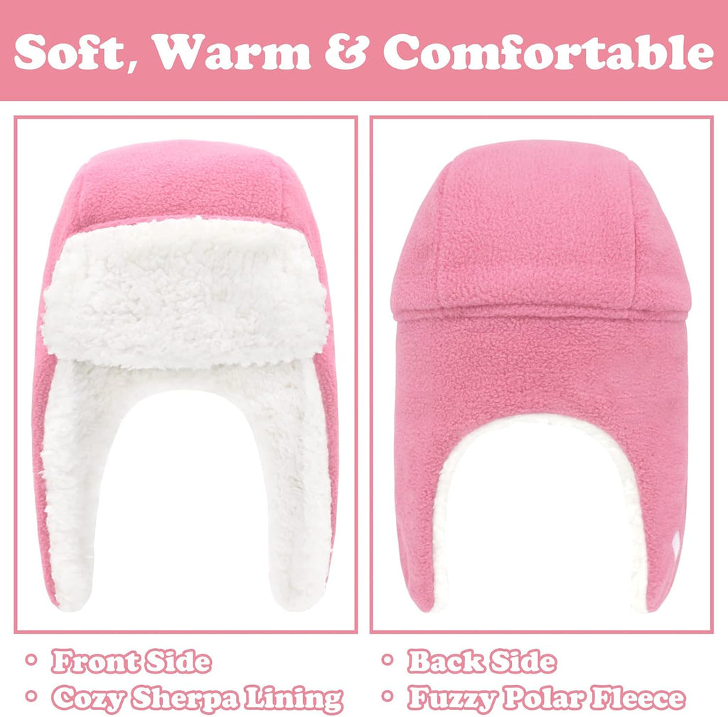 Baby Winter Hat Mittens Toddler Hats for Boys Girls Sherpa Lined Toddler Gloves Infant Baby Hat and Mitten Set