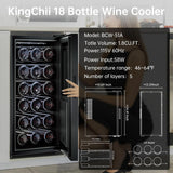 18 Bottle Wine Cooler, Freestanding Wine Fridge with Glass Door