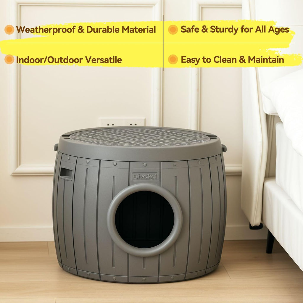 Cat Caves for Indoor Cats, Plastic Cat Cage Bed Hideaway Enclosure Kitty Scratch Indoor & Outdoor Detachable Cave