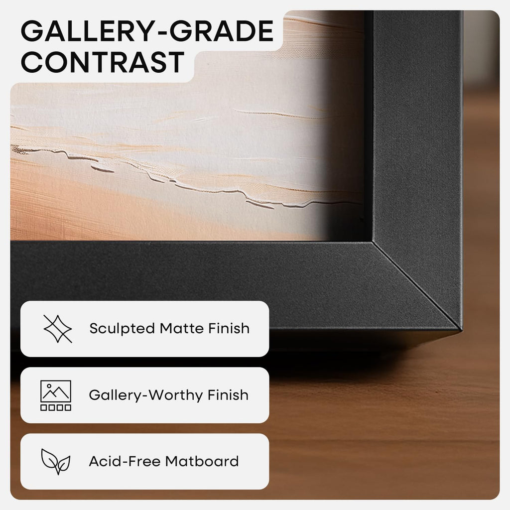 13.5x40 Black Picture Frame, High-End Metal, 10x30 Mat, Glass