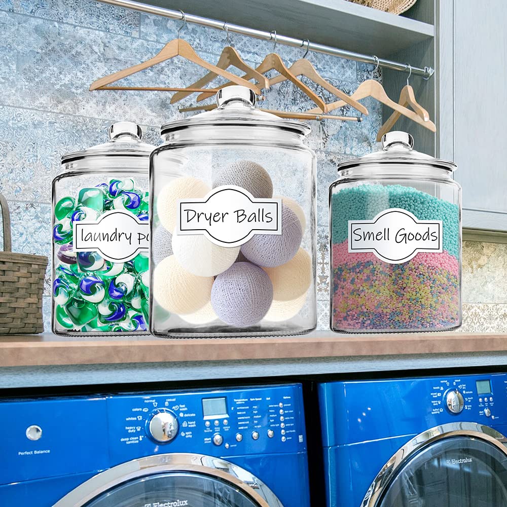 1.5 Gallon Glass Canisters with Airtight Lids, 2 Pack Flour & Cookie Jars