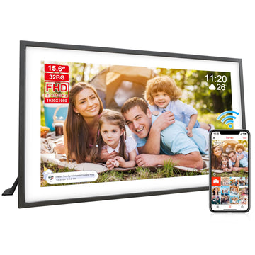 Frameo Digital Picture Frame WiFi 15.6 Inch Large Digital Photo Frame, 32GB, 1920 * 1080 IPS HD Touch Screen