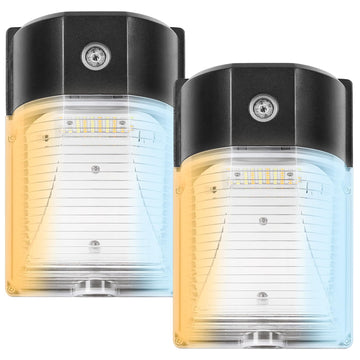 26W LED Wall Pack Light with Dusk to Dawn Sensor, 3CCT Black 2Pack