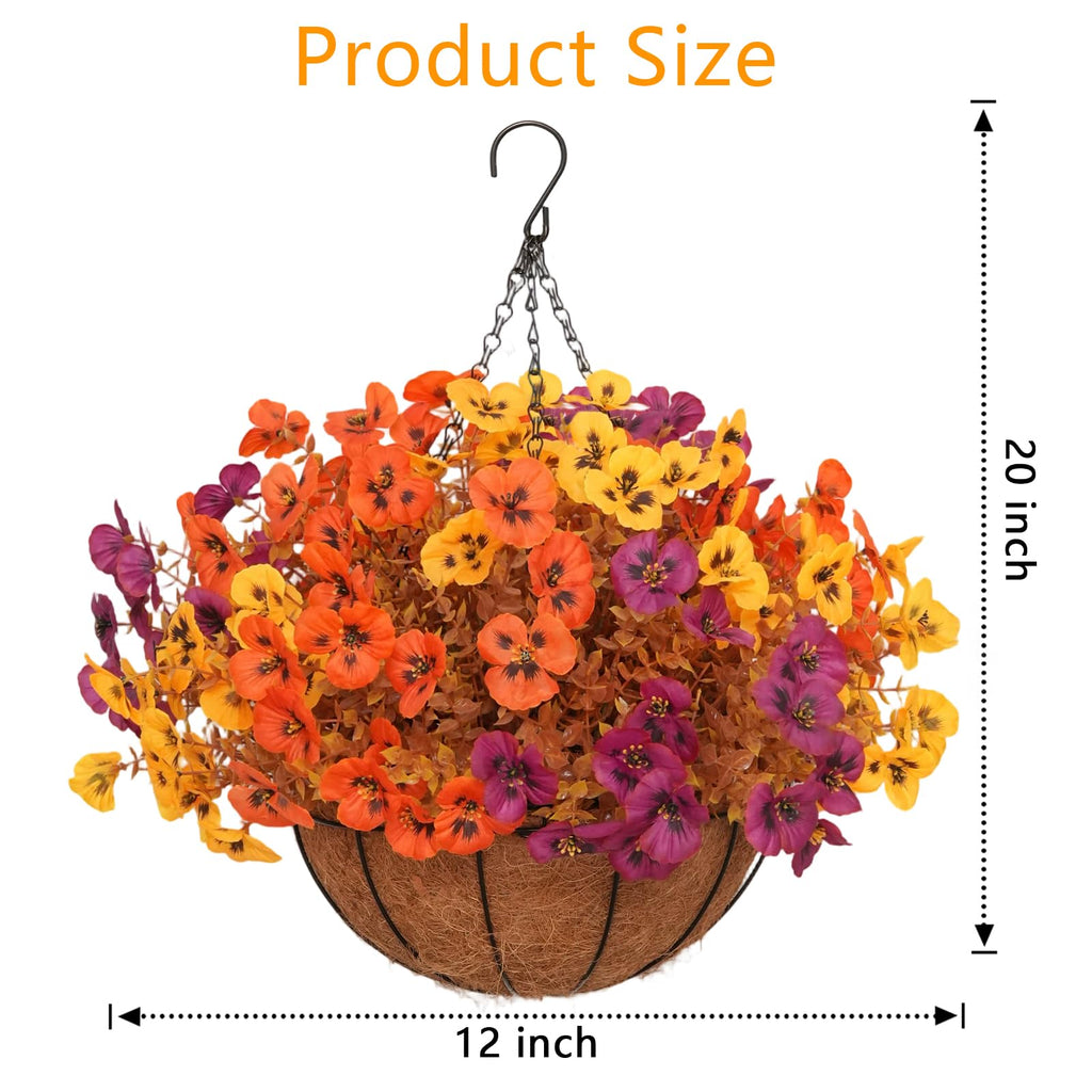 2 Set Artificial Fall Hanging Flower Baskets for Outdoor Autumn Decor