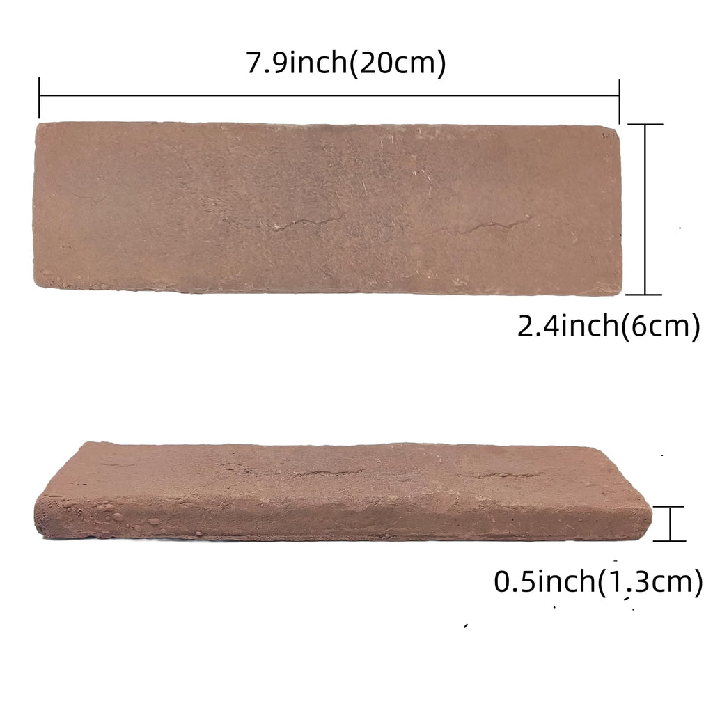 20 Pcs Brown Thin Wall Brick Veneers, 2.4in x 7.9in Backsplash, Fireplace, Living Room, Interior and Exterior Wall