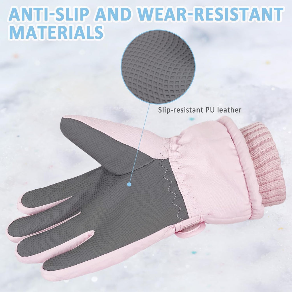 Kids Winter Gloves Warm Fleece Ski Snow Waterproof Windproof Cold Weather Snowboard Sport Mitten Gloves for Boys Girls