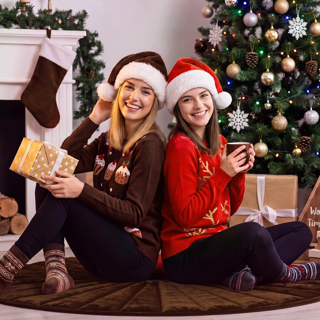 60 Inch Chocolate Brown Velvet Quilted Christmas Tree Skirt