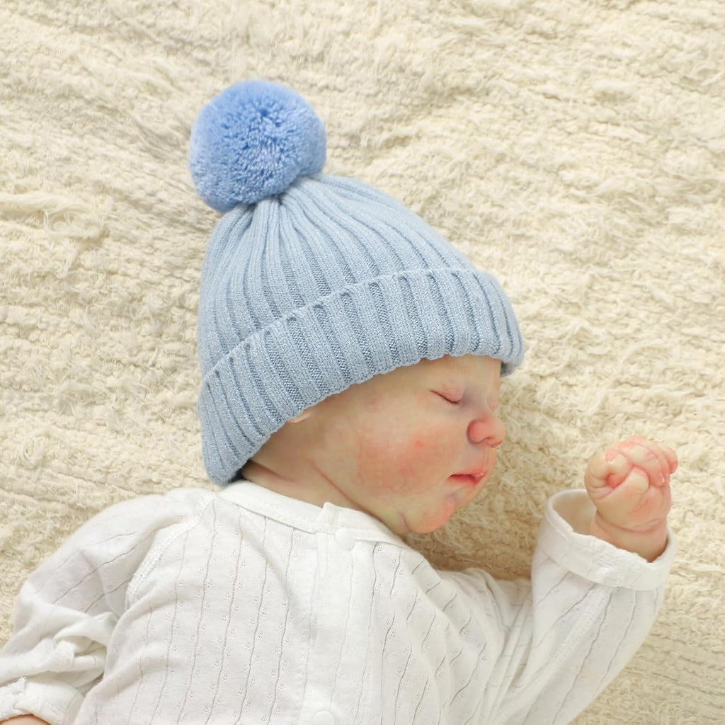 Baby Hats and Booties Set Knit Pompom Beanie Caps Shoes Winter