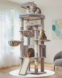 72 Inches Cat Tree for Large Cats, Multi-Level Tall Cat Tower, Widened Cat Condo with Large Scratch Board