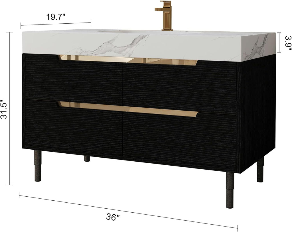 36" Modern Bathroom Vanity with Ceramic Sink