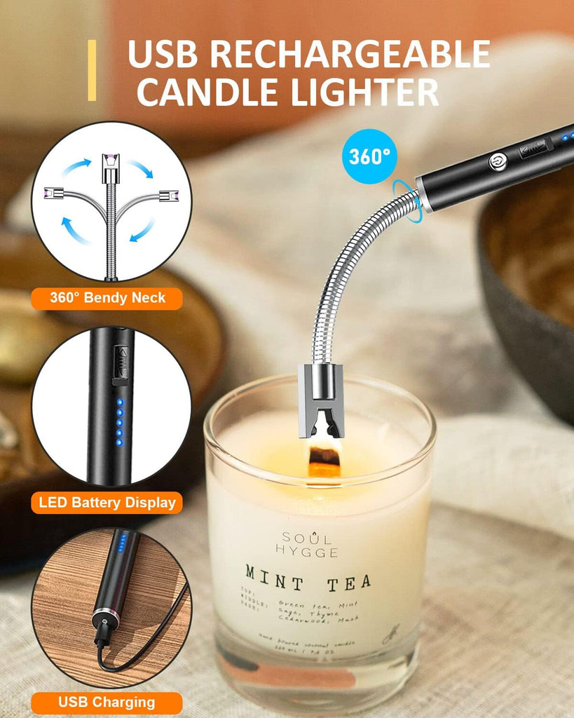 4 in1 Candle Accessory Set - Wick Trimmer, Candle Snuffer, Wick Dipper, Candle Lighters-Stainless Steel Care Kit