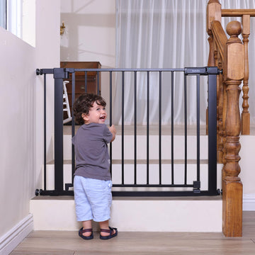 Baby Gate for Stairs No Drilling, 41-46" Wide Dog Gate with Door