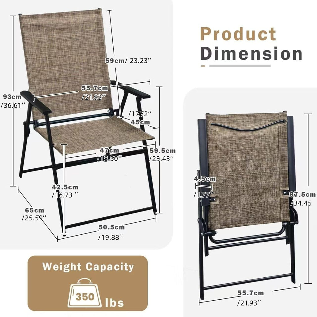 Folding Outdoor Chair Set of 4 Stackable Outdoor Dining Chair with Armrests Backrest Portable Folding Patio Chairs