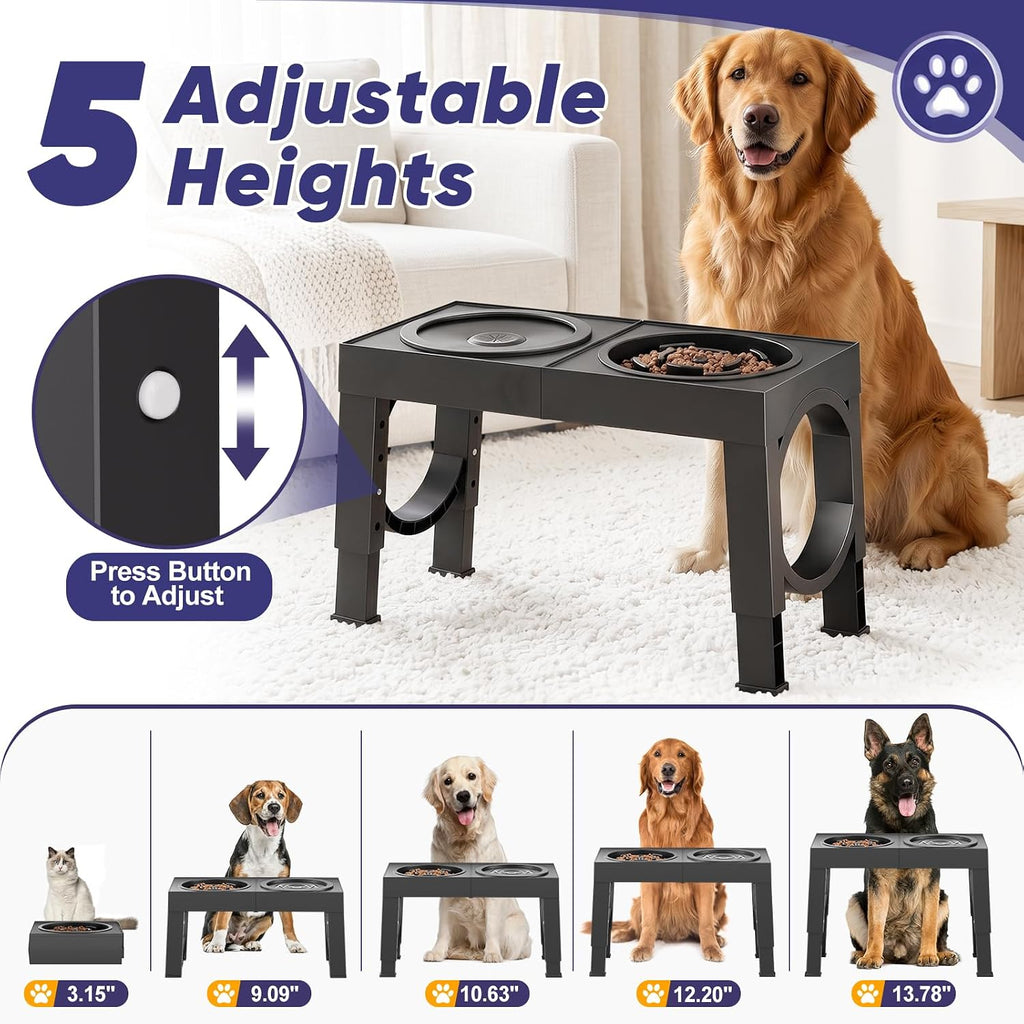 Elevated Dog Bowls Large Breed Raised Dogs Bowl Stand Large/Medium Sized Dog Slow Feeder Dogs Bowls Food Water Stands