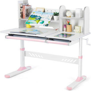 47'' Adjustable Kids Desk with Hutch, Storage Drawers & Bookstand