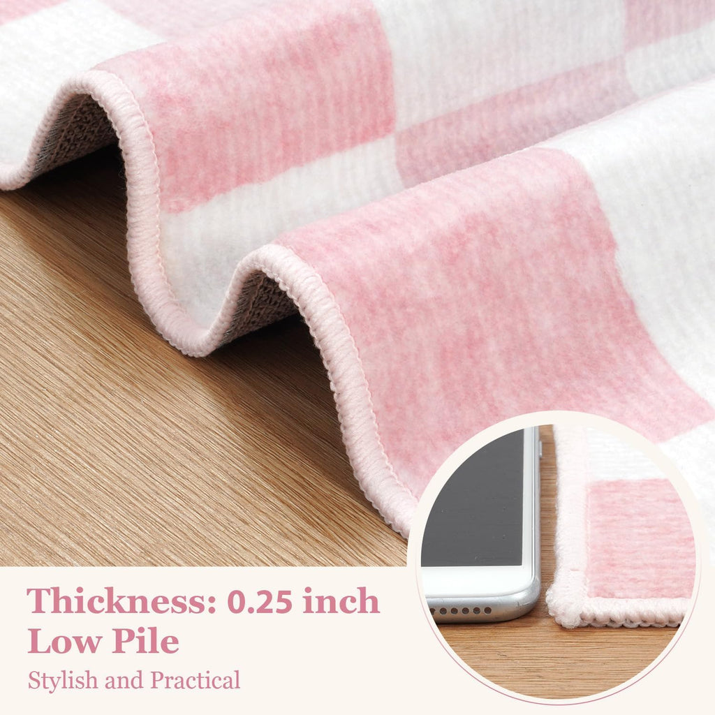 Pink Checkered Rug Aesthetic Nursery Decor