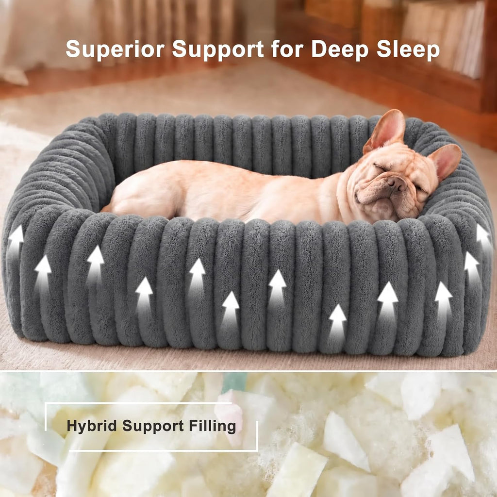 Dog Bed Medium Size Dog, Washable Orthopedic Pet Bed with Removable Cover, Rectangle Soft Calming Sleeping Puppy Bed