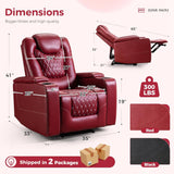 Power Recliner Chair Set of 3, Electric Soft Leather Reclining Home Theater Seating - USB Ports, Cup Holders, Hidden Arm Storage Movie & Media Room Chairs (Red) A120-B0BMG4C95C