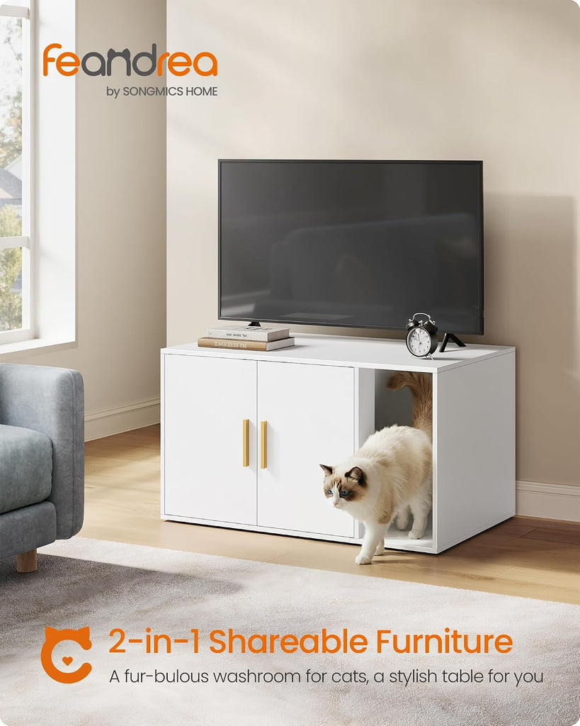 Cat Litter Box Enclosure, Double Doors, 31.5 x 19.7 x 17.7 Inches